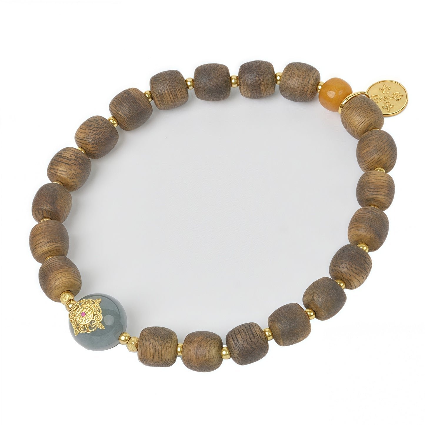 Potalapalace Accessories Handmade Natural Bracelet Made of Agarwood Amber and Jade