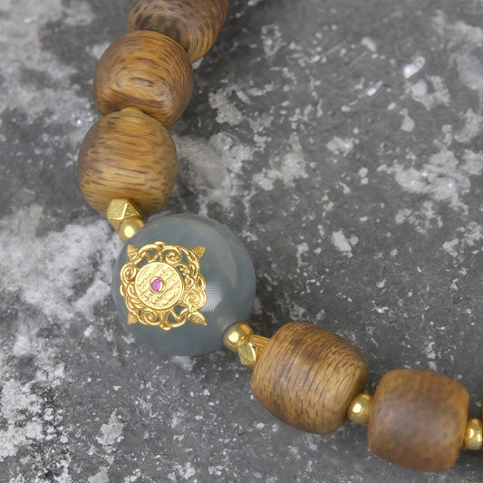 Potalapalace Accessories Handmade Natural Bracelet Made of Agarwood Amber and Jade