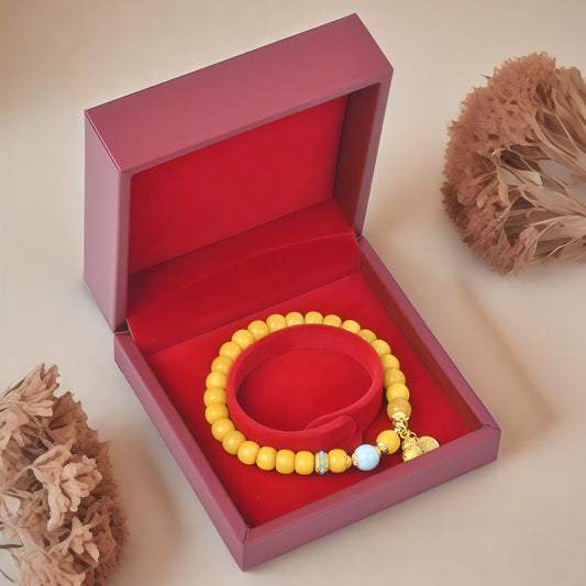 Potalapalace Accessories Handmade Natural Amber and Howlite Bracelet
