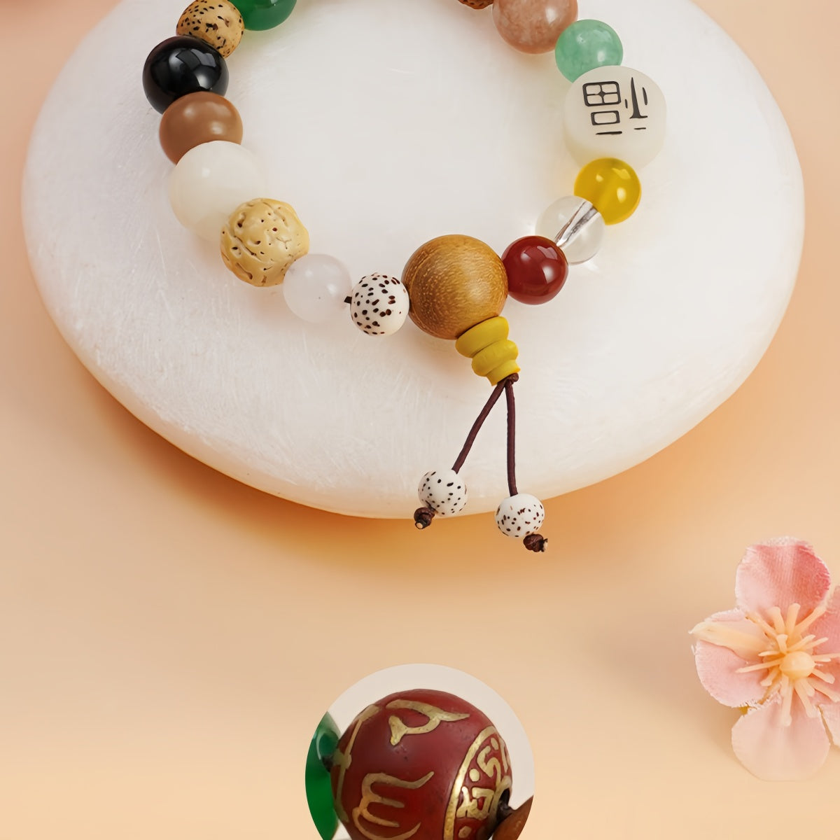 Potalapalace Accessories Handmade Natural 18-Seed Multi-Gem Buddhist Prayer Beads Bracelet