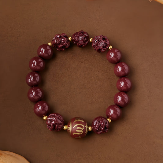 Potalapalace Accessories Handmade Natural Zodiac Purple Gold Sand Cinnabar Bracelet