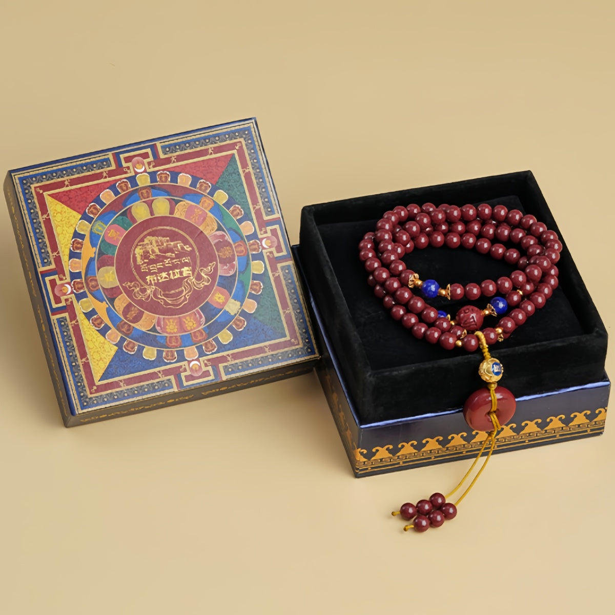 Potalapalace Accessories 手工天然108颗朱砂青金石串珠