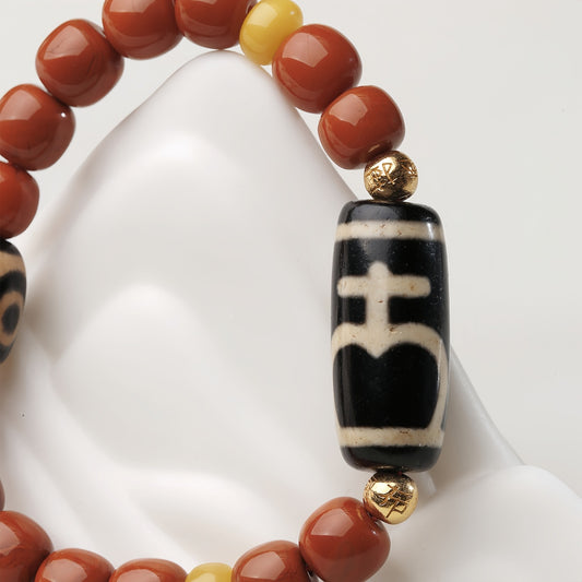 Potalapalace Accessories Handmade Natural Southern Red Agate Treasure Bottle Dzi Bead Bracelet