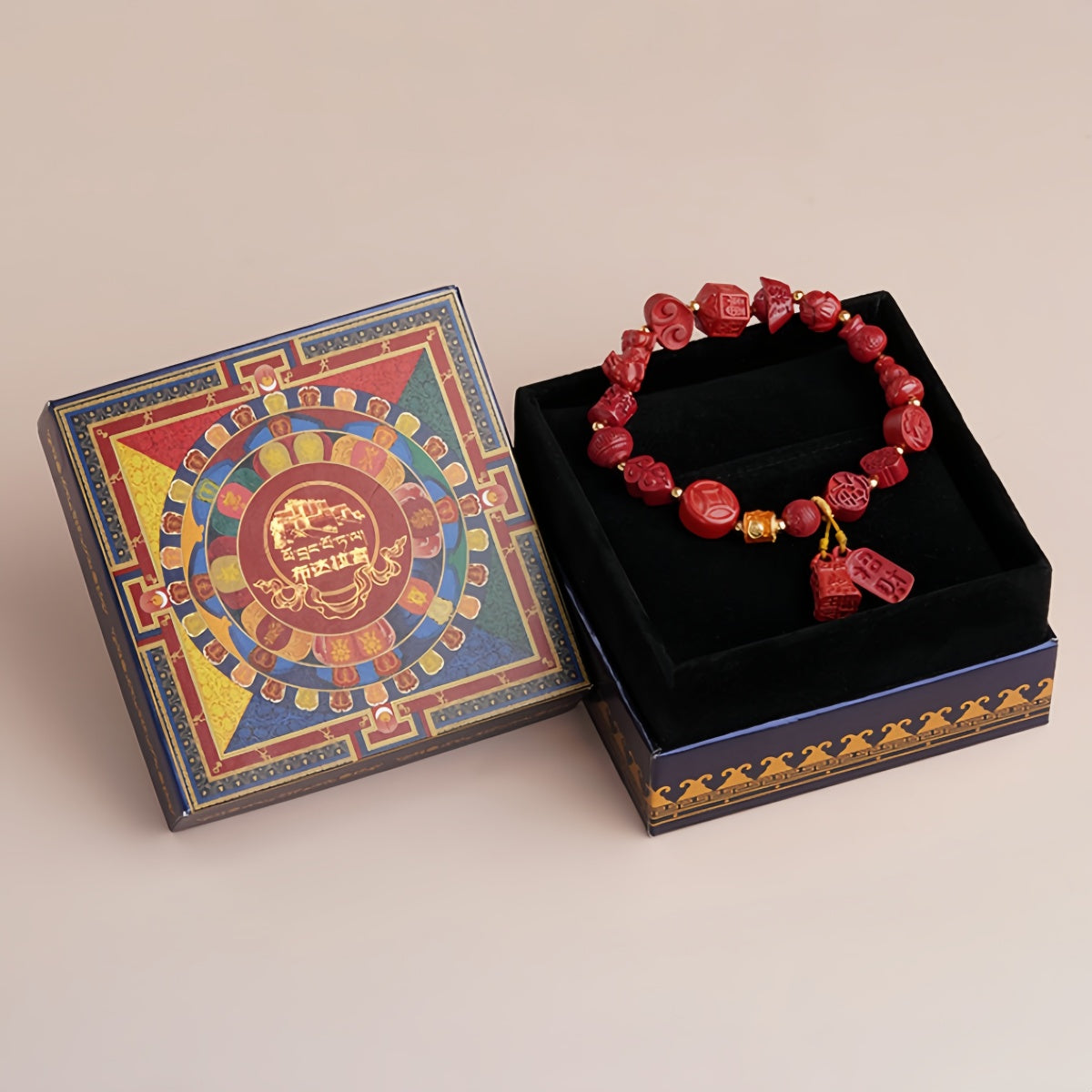 Potalapalace饰品手工天然朱砂多宝石手链