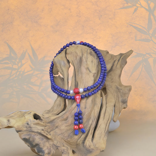 Potalapalace Accessories Handmade Natural Lapis Lazuli Buddhist Bead Bracelet