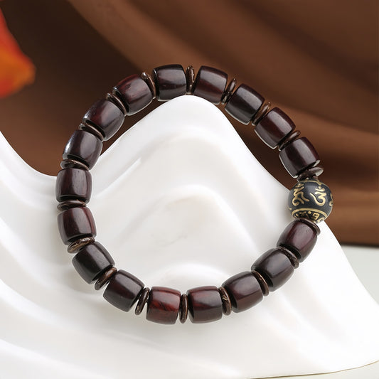 Potalapalace Accessories Handmade Natural Small-Leaf Red Sandalwood Six-Syllable Mantra Auspicious Clouds Bracelet