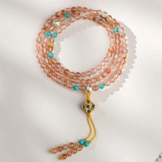 Potalapalace Accessories Handmade Natural Crimson Snow Flowing Glow Southern Red Agate Necklace