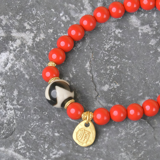 Potalapalace Accessories Handmade Natural Cinnabar Dzi Bead Bracelet