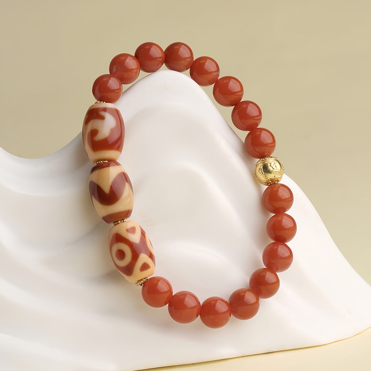 Potalapalace Accessories Handmade Natural Red Dzi Beads Southern Red Agate Bracelet