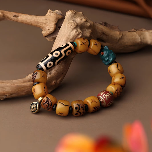 Potalapalace Accessories Handmade Natural Dzi Bead Heavenly Made of Ox Bone Bead Bracelet