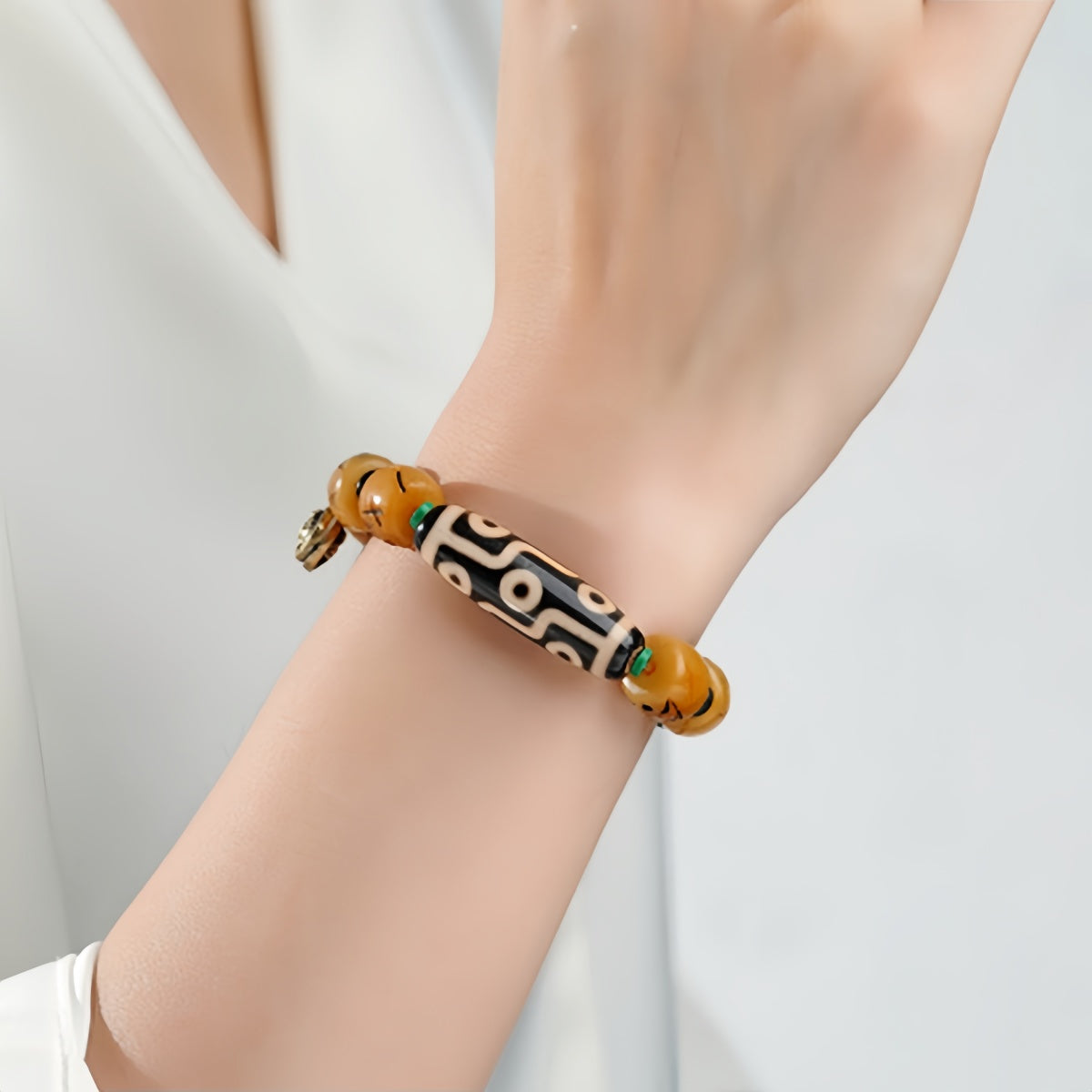 Potalapalace Accessories Handmade Natural Dzi Bead Heavenly Made of Ox Bone Bead Bracelet