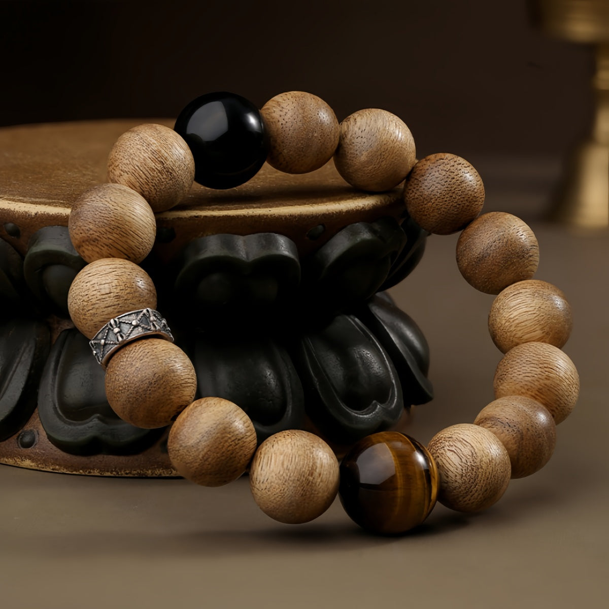 Potalapalace饰品手工天然沉香虎牙貔貅串珠手链