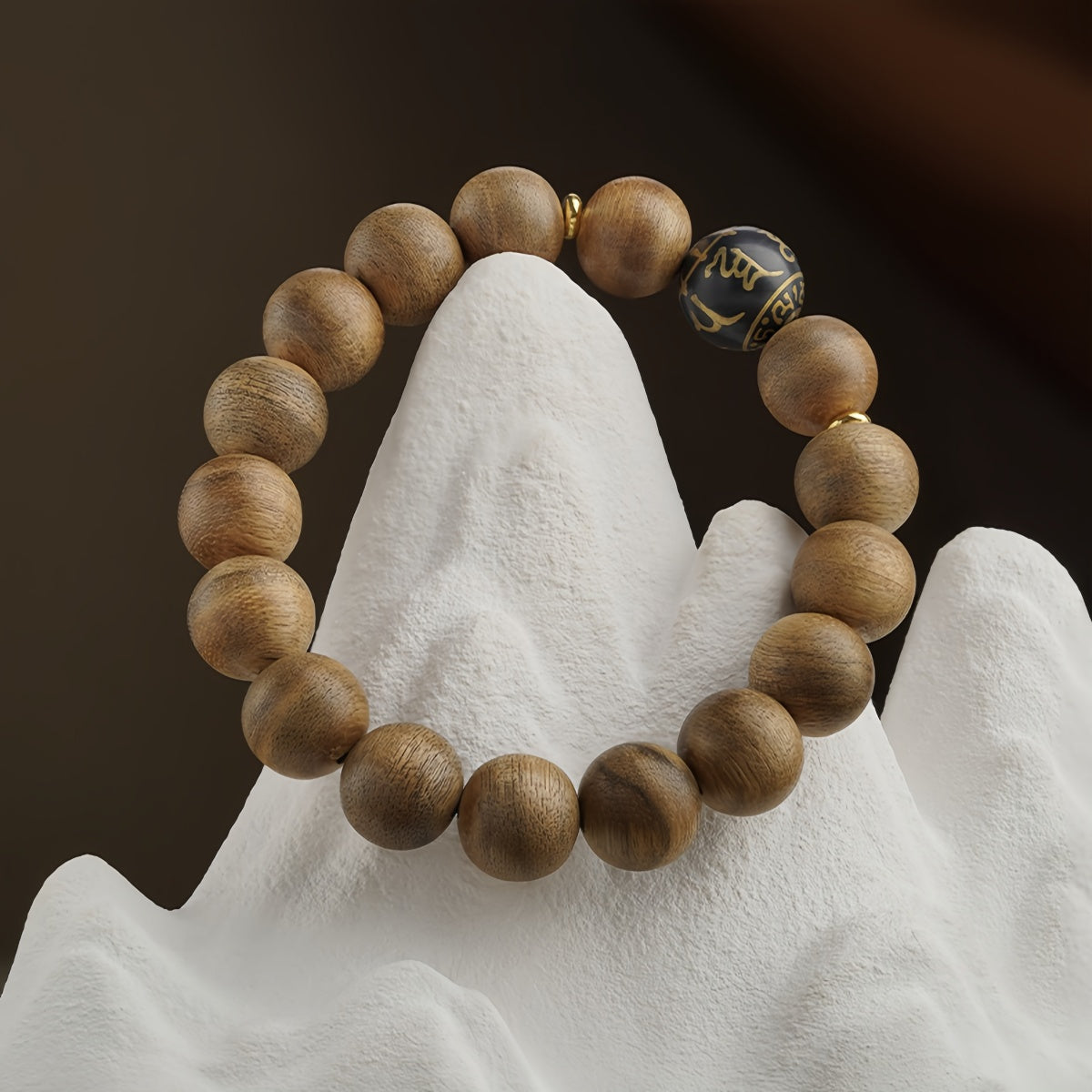 Potalapalace饰品手工天然沉香幸运珠黑曜石祈祷珠