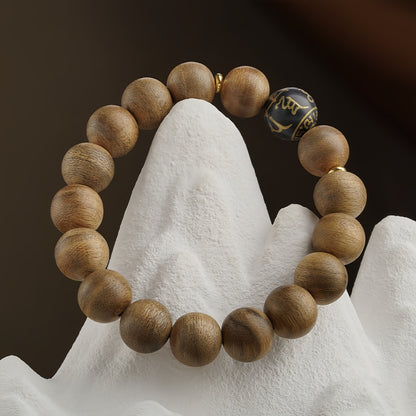 Potalapalace饰品手工天然沉香幸运珠黑曜石祈祷珠