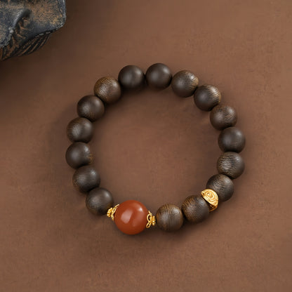 Potalapalace饰品手工天然沉香红玛瑙手链