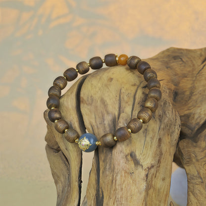 Potalapalace饰品手工天然手链，由沉香、琥珀和玉制成