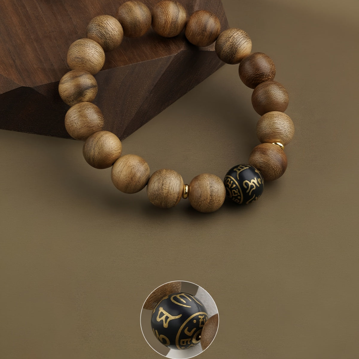 Potalapalace饰品手工天然沉香幸运珠黑曜石祈祷珠