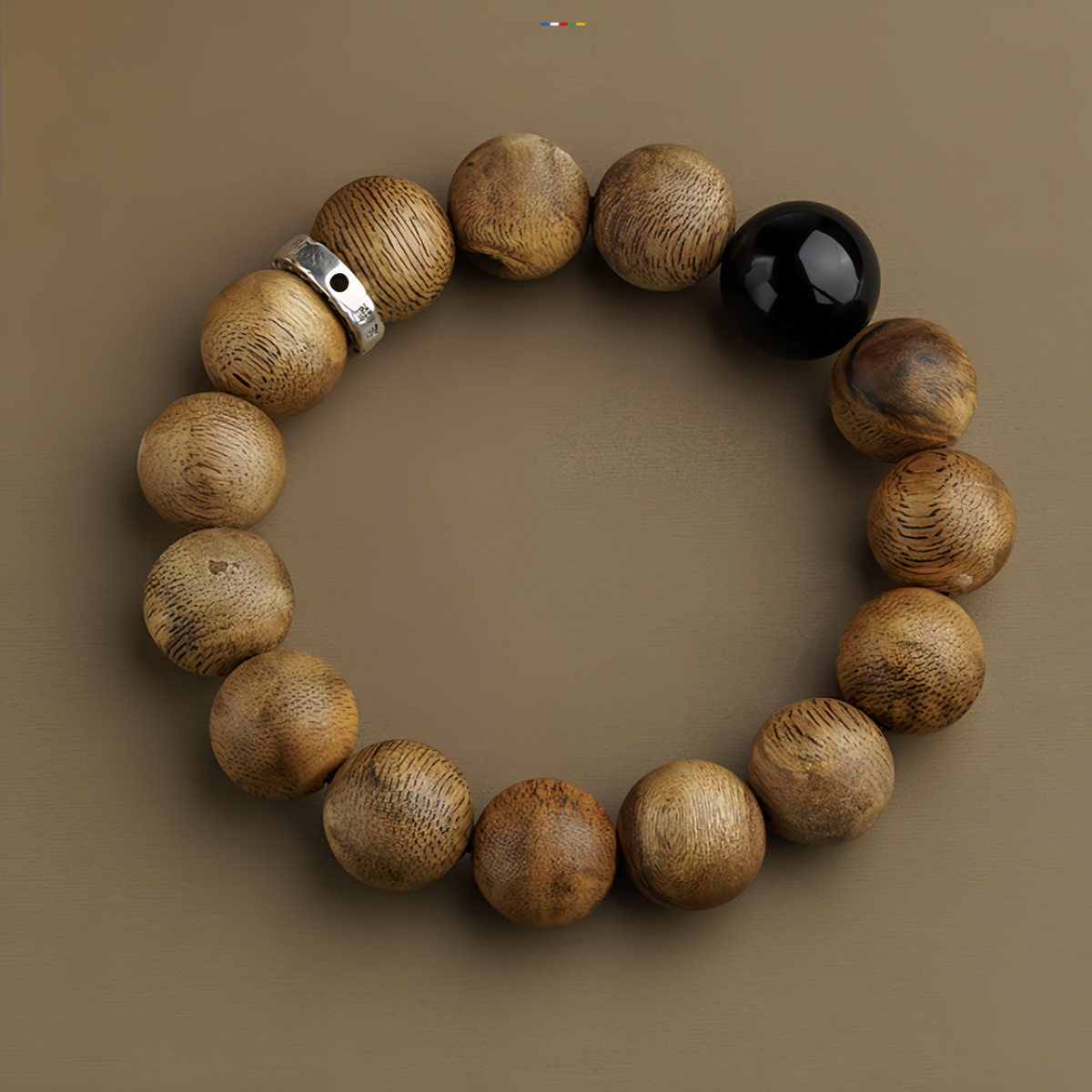 Potalapalace饰品手工天然沉香幸运珠黑曜石祈祷珠