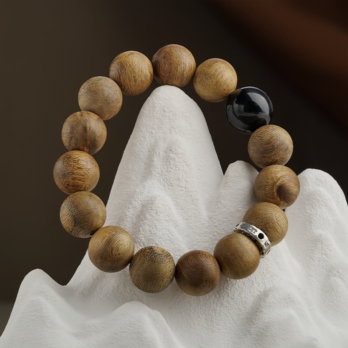 Potalapalace饰品手工天然沉香幸运珠黑曜石祈祷珠