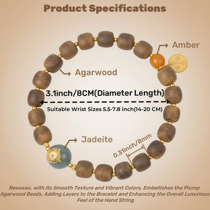 Potalapalace饰品手工天然手链，由沉香、琥珀和玉制成