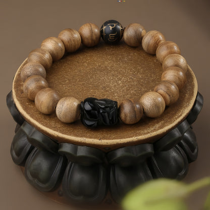 Potalapalace饰品手工天然沉香虎牙貔貅串珠手链