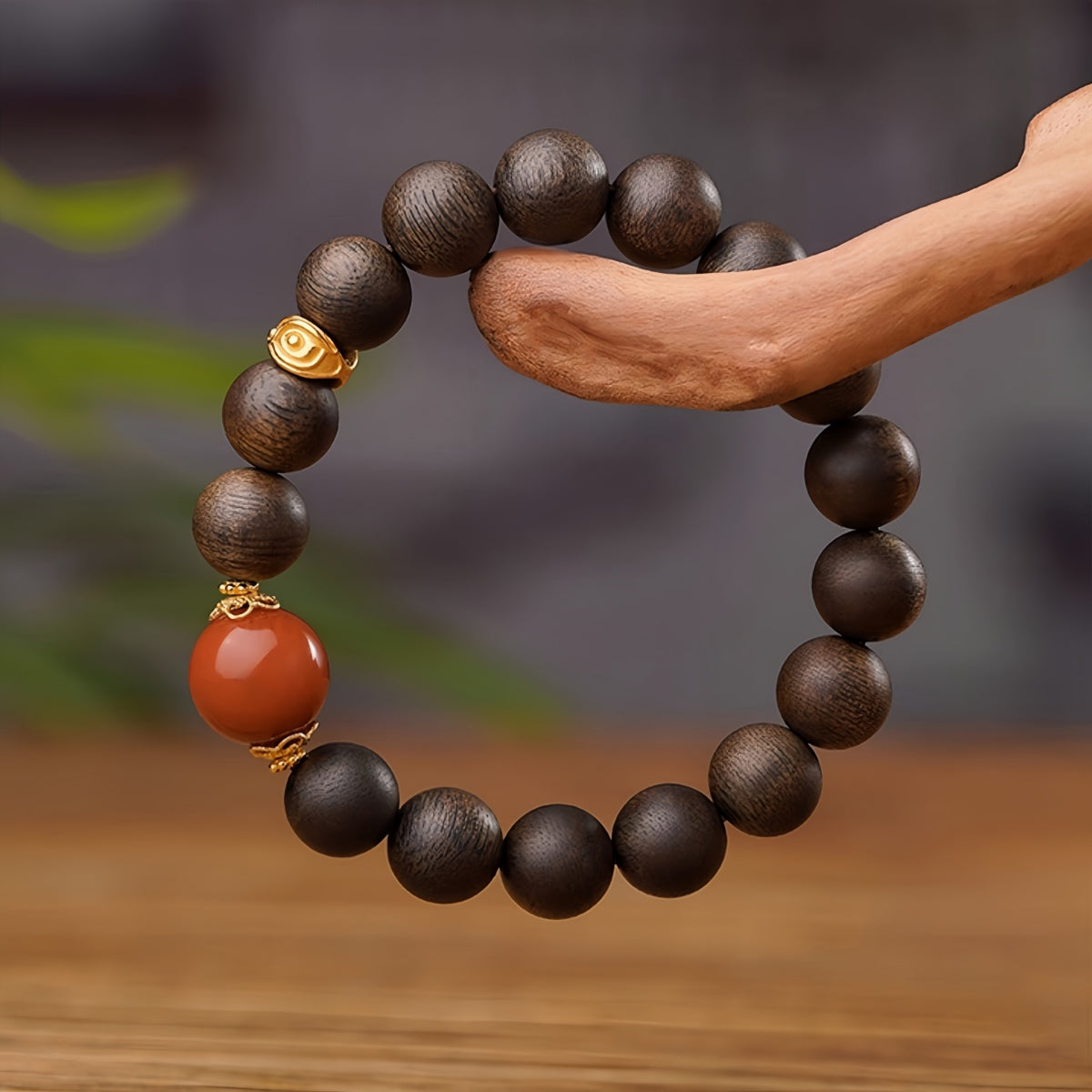 Potalapalace饰品手工天然沉香红玛瑙手链