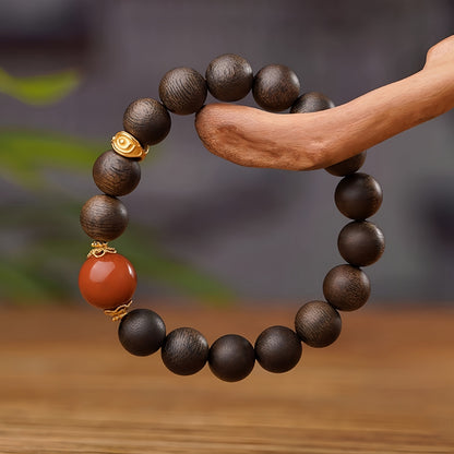 Potalapalace饰品手工天然沉香红玛瑙手链
