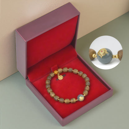 Potalapalace饰品手工天然手链，由沉香、琥珀和玉制成