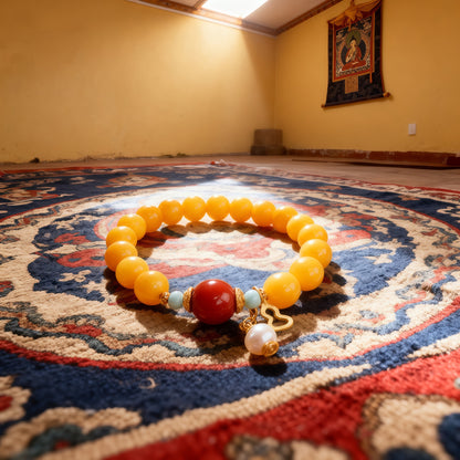 Potalapalace饰品手工天然琥珀和南方红玛瑙手链