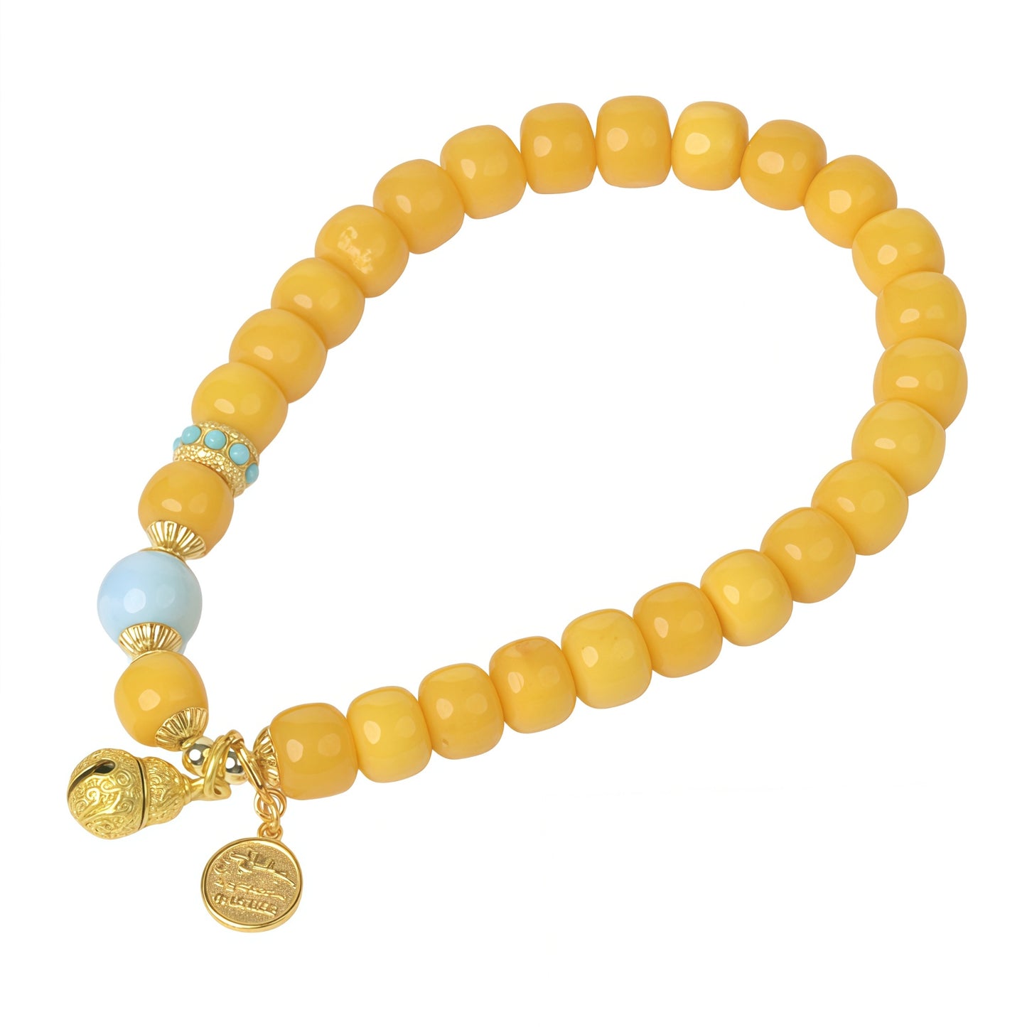 Potalapalace饰品手工天然琥珀和白纹石手链