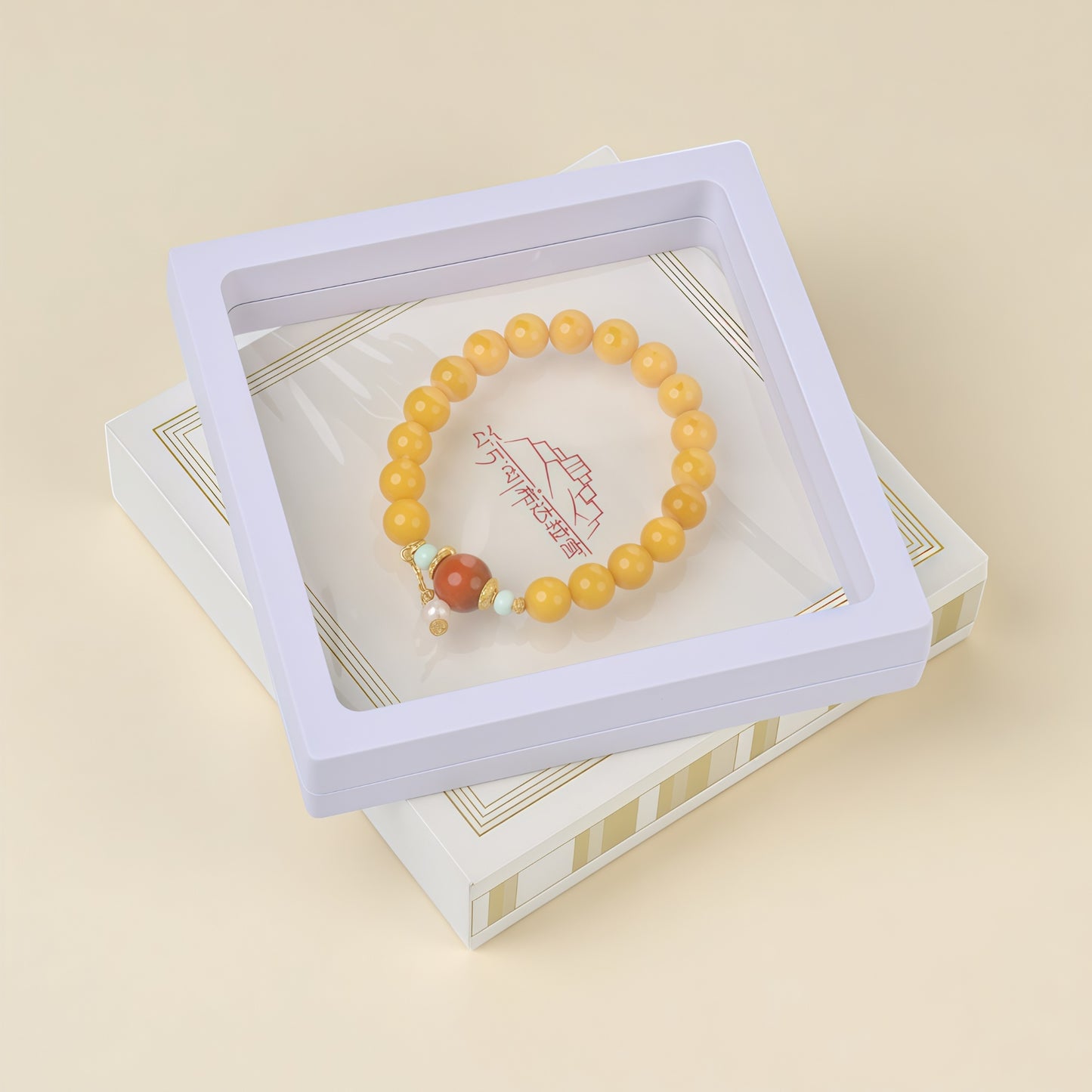 Potalapalace饰品手工天然琥珀和南方红玛瑙手链