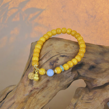 Potalapalace饰品手工天然琥珀和白纹石手链