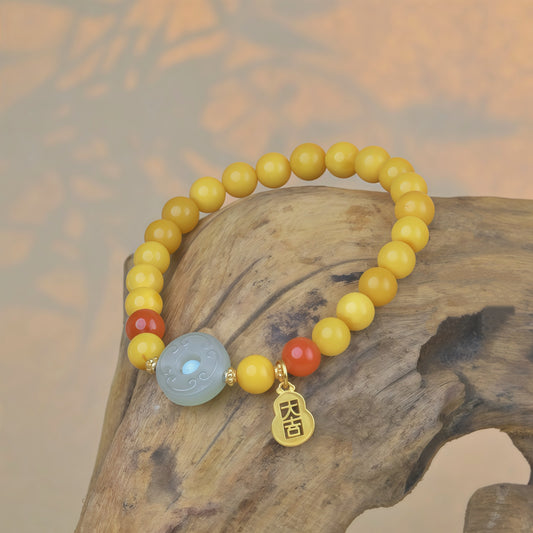 Potalapalace饰品手工天然琥珀安全币吊坠