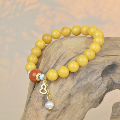 Potalapalace饰品手工天然琥珀和南方红玛瑙手链