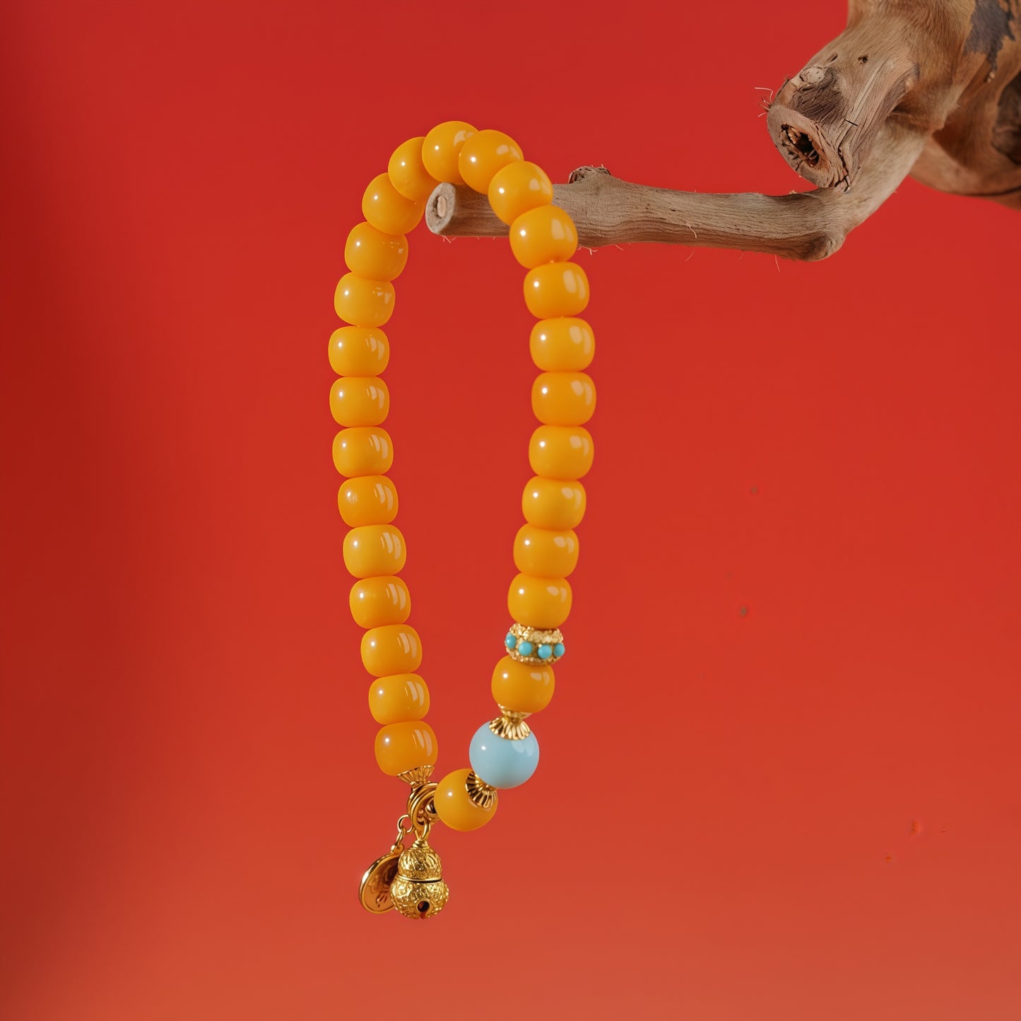 Potalapalace饰品手工天然琥珀和白纹石手链