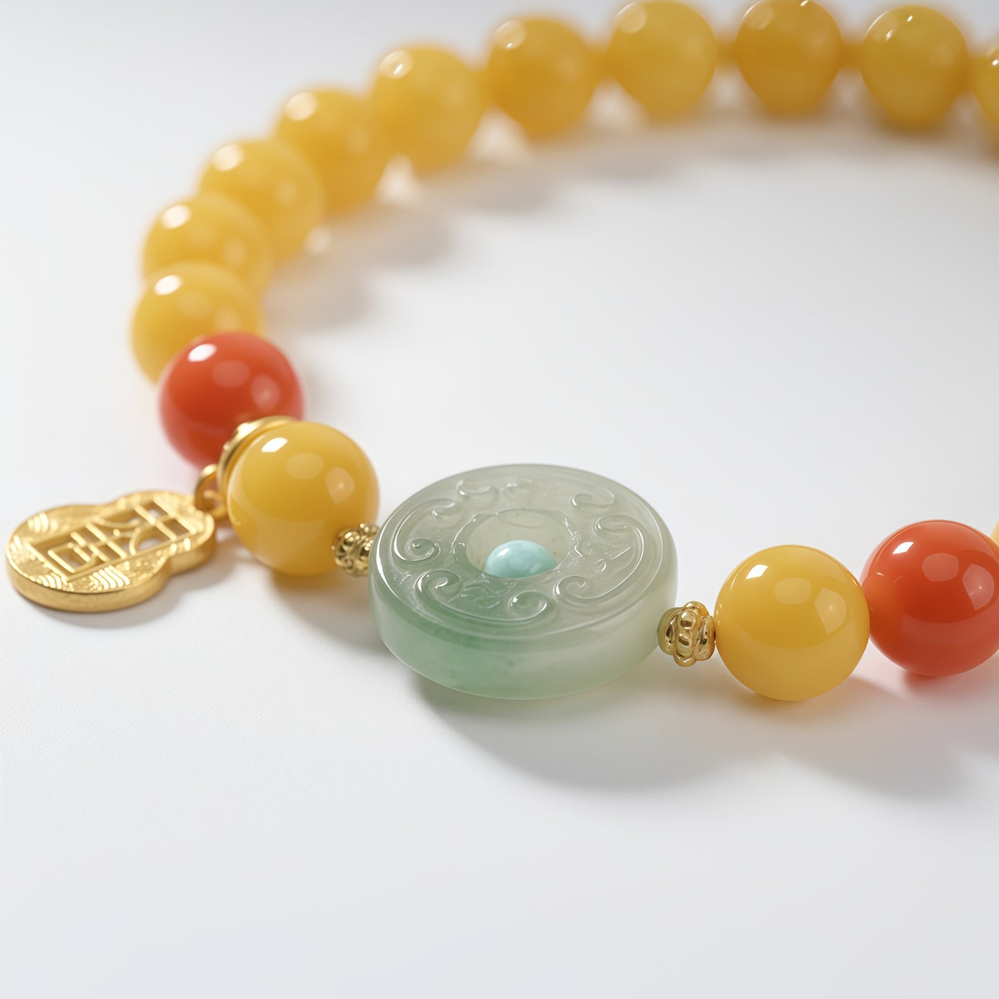 Potalapalace Accessories Handmade Natural Amber Safety Coin Pendant