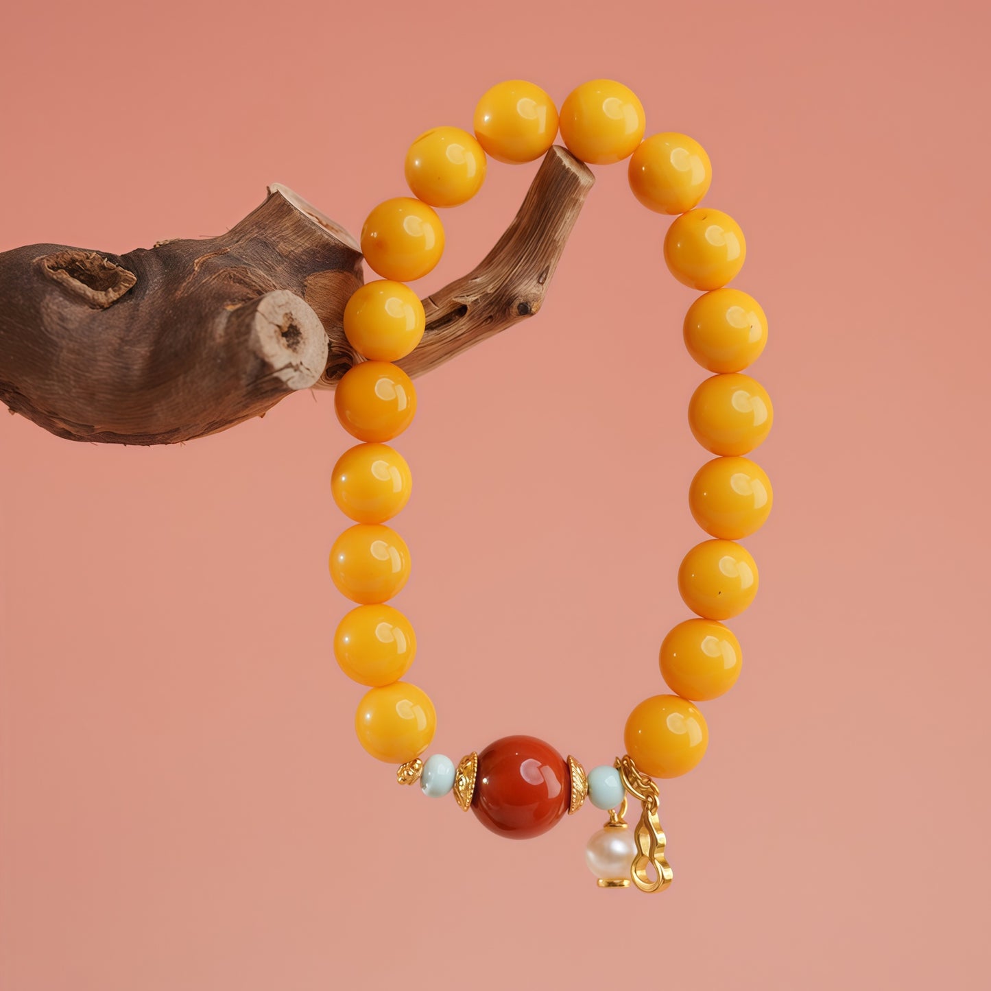 Potalapalace饰品手工天然琥珀和南方红玛瑙手链