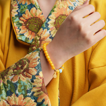 Potalapalace饰品手工天然琥珀和白纹石手链