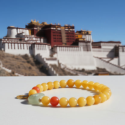 Potalapalace Accessories Handmade Natural Amber Safety Coin Pendant