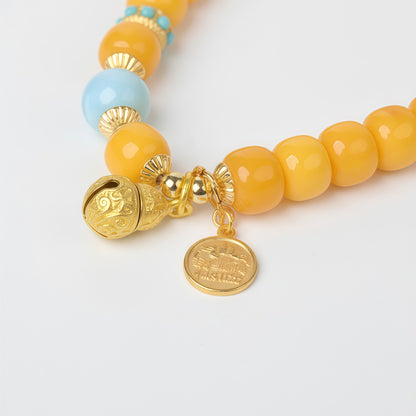 Potalapalace饰品手工天然琥珀和白纹石手链