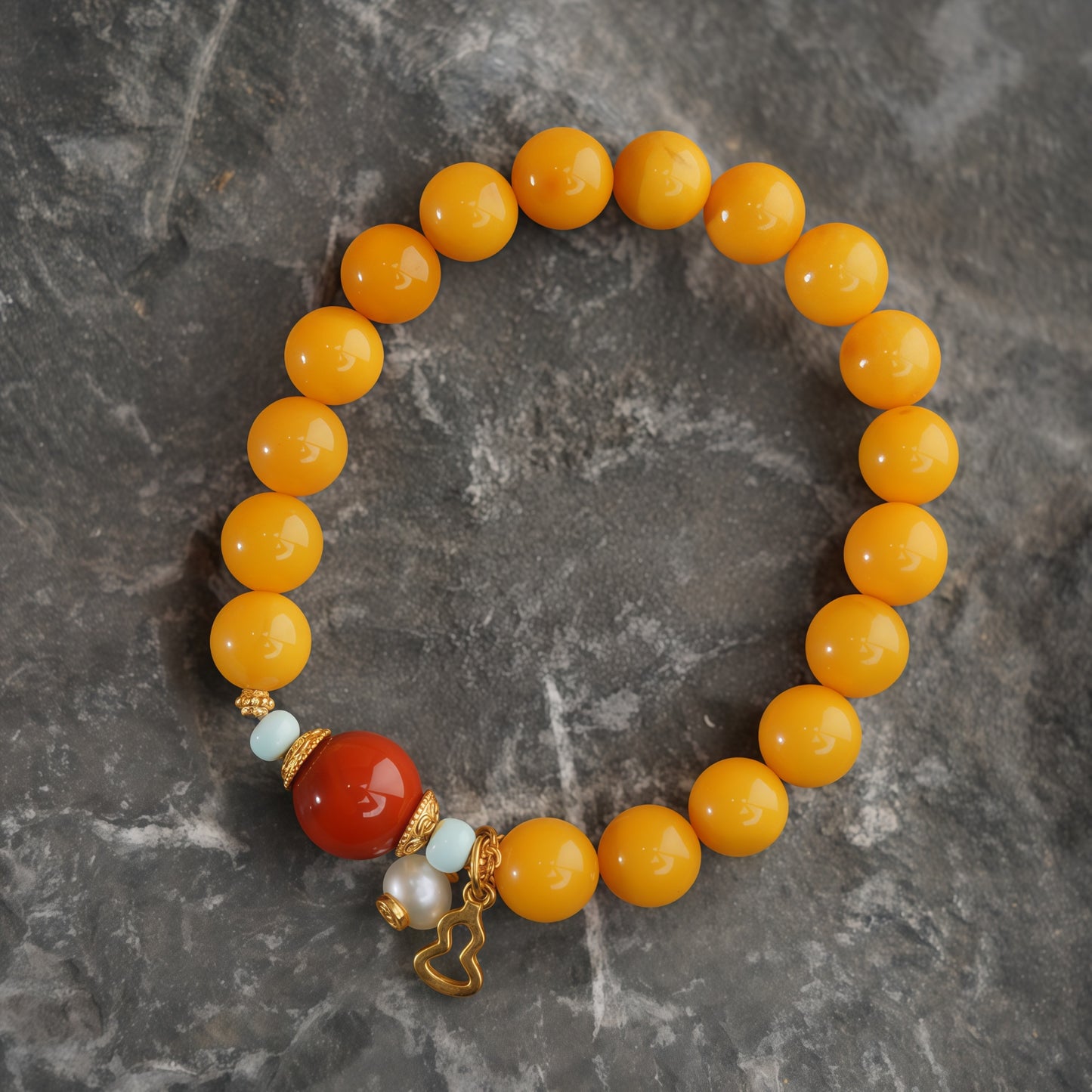 Potalapalace饰品手工天然琥珀和南方红玛瑙手链