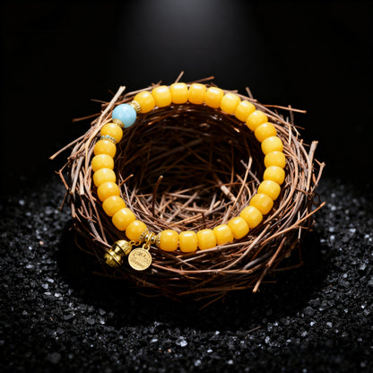 Potalapalace饰品手工天然琥珀和白纹石手链