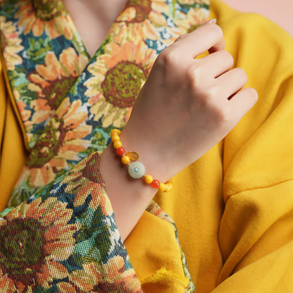 Potalapalace Accessories Handmade Natural Amber Safety Coin Pendant