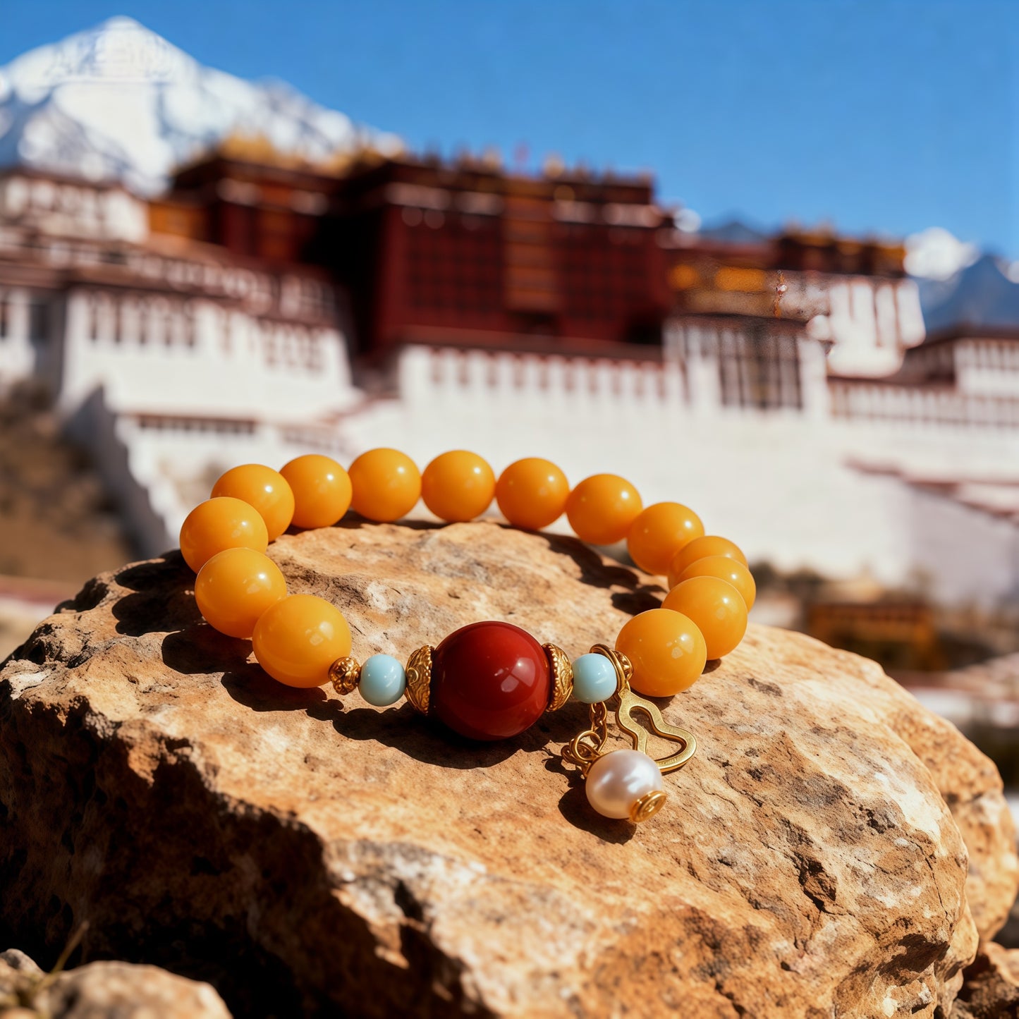 Potalapalace饰品手工天然琥珀和南方红玛瑙手链