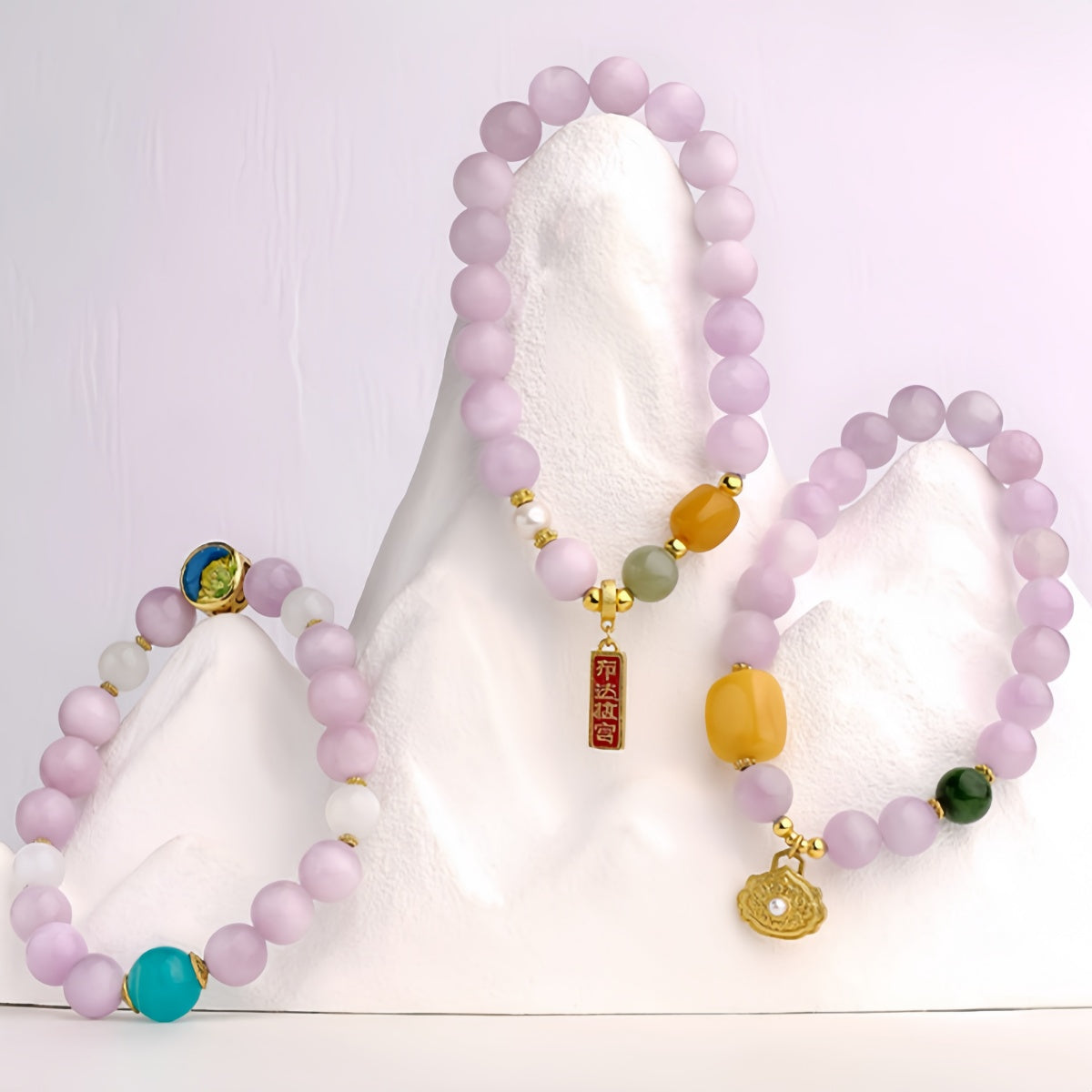 Potalapalace饰品 手工天然花卉梦境阴影紫锂辉石手链