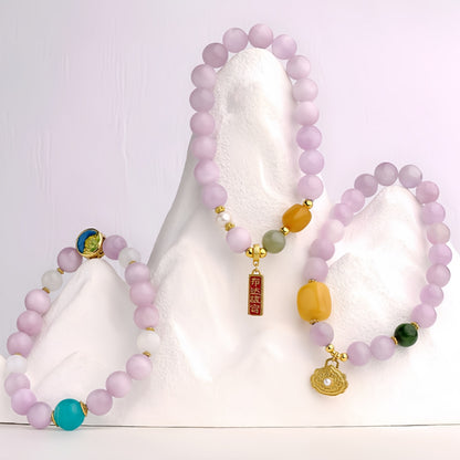 Potalapalace饰品 手工天然花卉梦境阴影紫锂辉石手链