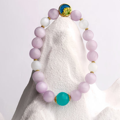 Potalapalace饰品 手工天然花卉梦境阴影紫锂辉石手链