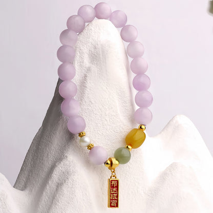 Potalapalace饰品 手工天然花卉梦境阴影紫锂辉石手链