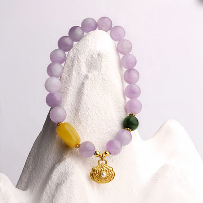 Potalapalace饰品 手工天然花卉梦境阴影紫锂辉石手链