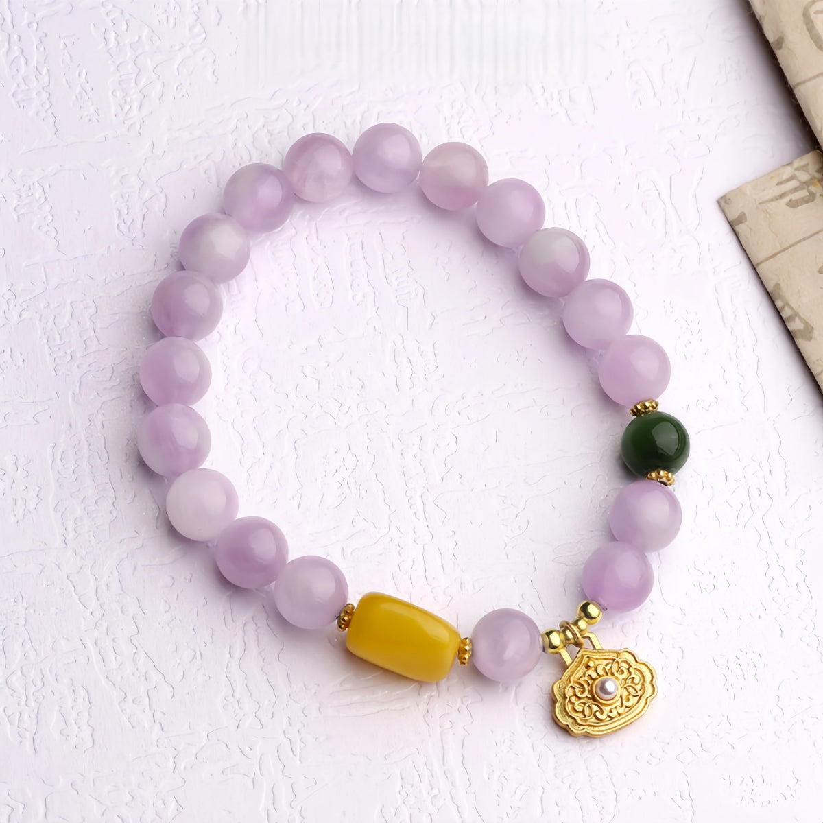 Potalapalace饰品 手工天然花卉梦境阴影紫锂辉石手链